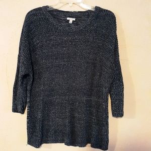 3/4 Sleeve Dark Blue Knit Sweater
